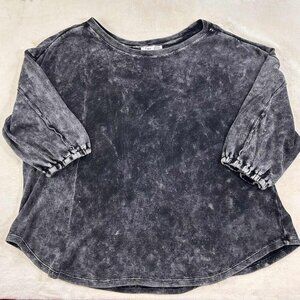 🖤 Dex Black Acid Wash Puff Sleeve Top 🖤